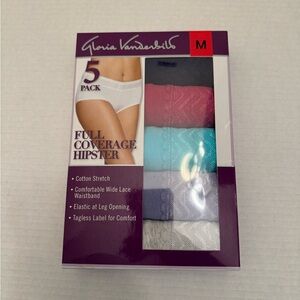 Gloria Vanderbilt 5-Pack Briefs in Black, Pink, Aqua, Lavender, White